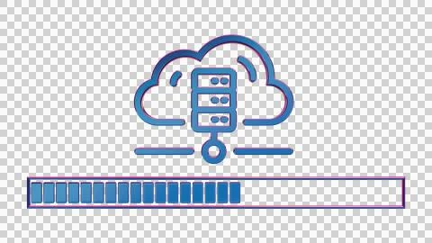 Futuristic 3D Neon Server Icon with Loading Bar - Isolated Illustration Stock Illustration