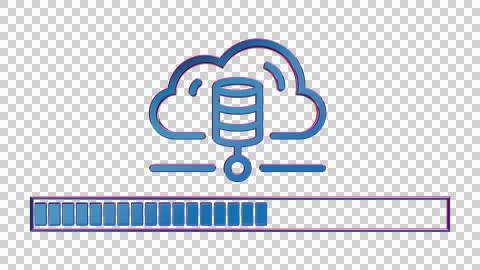 Futuristic 3D Neon Server Icon with Loading Bar - Isolated Illustration Stock Illustration