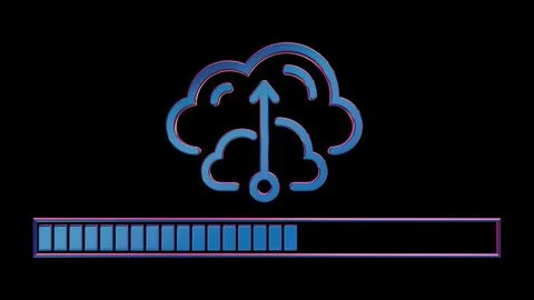 Futuristic 3D Neon Server Icon with Loading Bar - Isolated Illustration イラスト素材