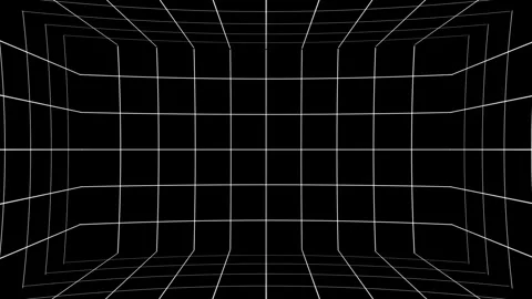 Futuristic 3D neon wireframe grid tunnel loop, glowing motion background video Stock Footage 327615414