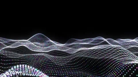Futuristic 3D Particle Data Wave Network Loop Vídeo Stock 347127447