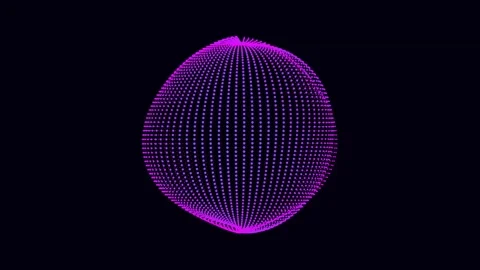Futuristic 3d particle sphere spinning, purple digital dot globe animation,.. Stock Footage 342365565