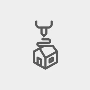 Futuristic 3D printer thin line icon Ilustración de archivo