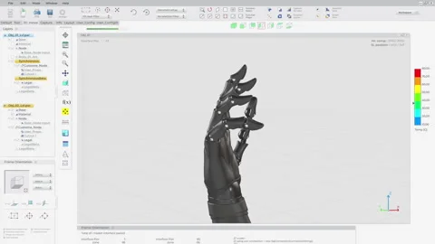 Futuristic 3D printing technology creates a prototype of the robotic hand Stock Footage 278032912