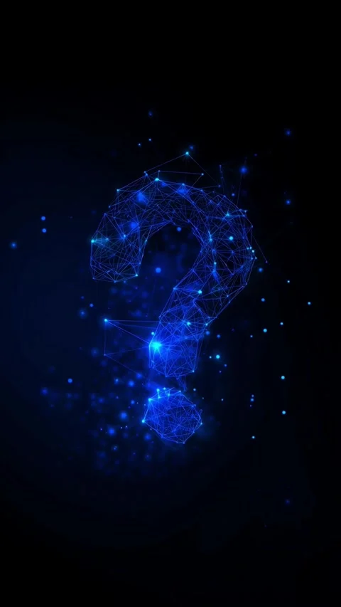 Futuristic 3D Question Mark Loop Animation with Digital Network Lines Blue Glow Stock Footage 331526767