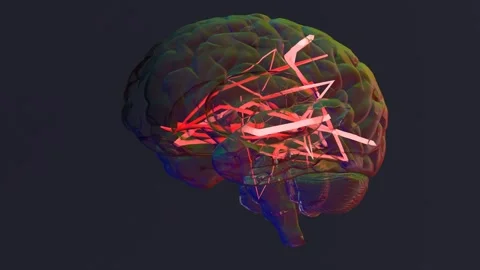 Futuristic 3D Render of Abstract Brain with Neon Glowing Neural Pathways Stock-Footage 291090645