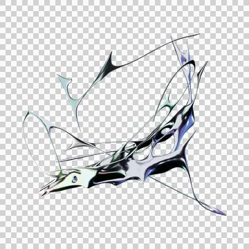 Futuristic 3D render with chrome metallic iridescent type Stock Illustration