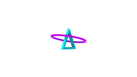 Futuristic 3D render of colored triangle shape inside of ring in isometric view Stock Footage 241317113