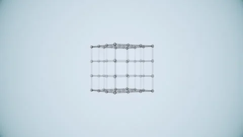 Futuristic 3D render of cube with transparent wireframe surface Stock Footage 242595644
