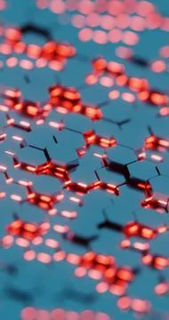 Futuristic 3D Render of Glowing Hexagonal Pattern - Neon Blue and Red Geometr Stock Illustration