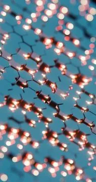 Futuristic 3D Render of Glowing Hexagonal Pattern - Neon Blue and Red Geometr Stock Illustration