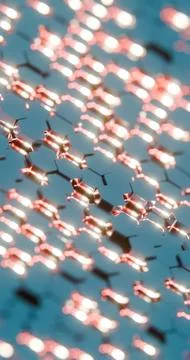 Futuristic 3D Render of Glowing Hexagonal Pattern - Neon Blue and Red Geometr Stock Illustration