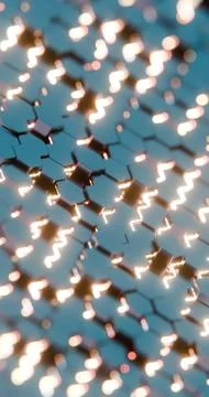 Futuristic 3D Render of Glowing Hexagonal Pattern - Neon Blue and Red Geometr Stock Illustration