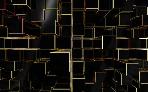 Futuristic 3d render illustration technology background. Abstract structure with 스톡 일러스트