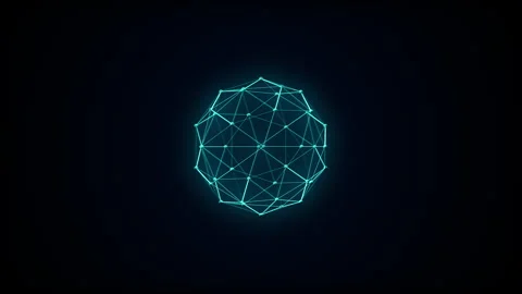 Futuristic 3D render of sphere with transparent glass wireframe surface Stock Footage 245048901
