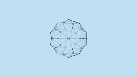 Futuristic 3D render of transparent wireframe surface of sphere shape Stock Footage 242978732