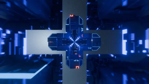 Futuristic 3d render, vj loop, cosmic technology tunnel with lights Vidéo 276224049