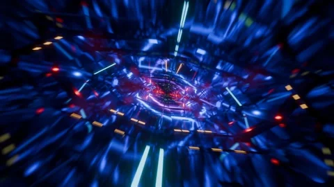 Futuristic 3d render, vj loop, technology tunnel with lights reflections metal Vidéo 276502062