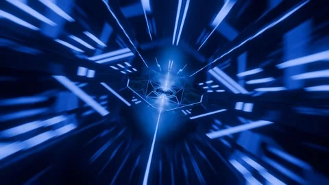 Futuristic 3d render, vj loop, technology tunnel with lights reflections metal Vidéo 276502113
