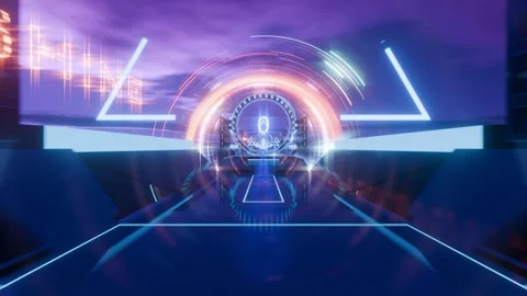 Futuristic 3d render, vj loop, technology tunnel with lights reflections metal Vidéo 277084721