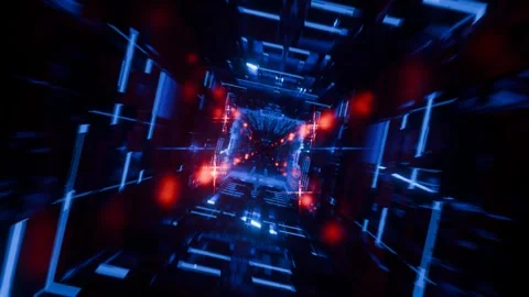 Futuristic 3d render, vj loop, technology tunnel with lights reflections metal Vidéo 277426553