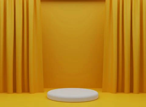 Futuristic 3D Rendered Stage Design with empty space on a yellow room Stock Illustration