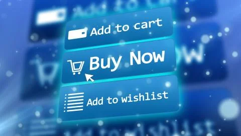 Futuristic 3D rendering of avant-garde internet shop with such options as add Illustrazione stock