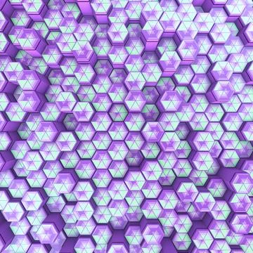 A futuristic 3D rendering background with a crystalline, hexagonal surface Stock Illustration