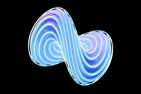 Futuristic 3d rendering   colorful  abstract shape on black, modern graphic d Stock Illustration