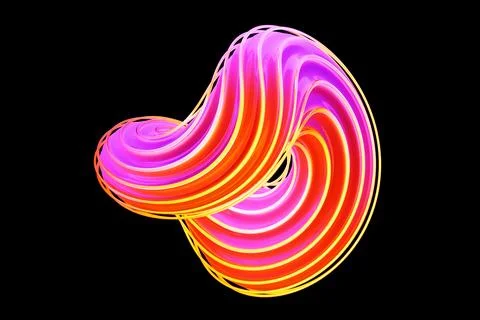 Futuristic 3d rendering   colorful  abstract shape on black, modern graphic d Stock Illustration