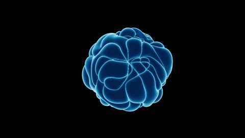 Futuristic 3D rendering of glowing blue energy sphere pulsating loop Stock Footage 340243281