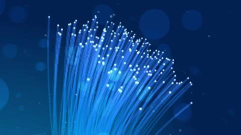 Futuristic 3d rendering of a group of light blue transparent optical fiber pi Ilustración de archivo