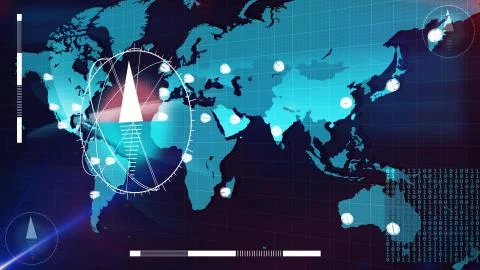 Futuristic 3d rendering of the Internet map in light blue tints with white cl Ilustración de archivo