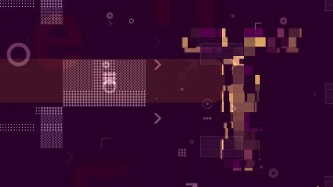 A futuristic 3d rendering of multicolored technological cubes forming some ro Stock Illustration