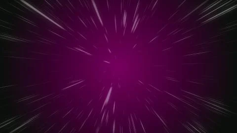 A futuristic 3d rendering of white lines dashing forward in the violet cybers Illustrazione stock