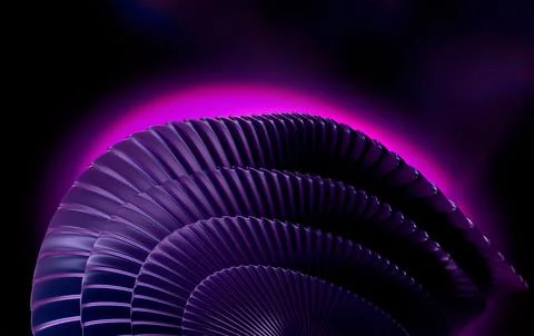Futuristic 3D Ridged Curved Torus with Navy Blue and Pink Neon Light 스톡 일러스트