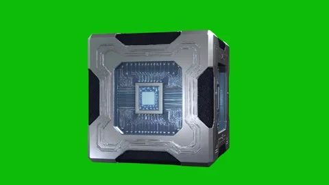 Futuristic 3D sci-fi quantum cube design 01, with metallic panels, embedded Stock Footage 325335479