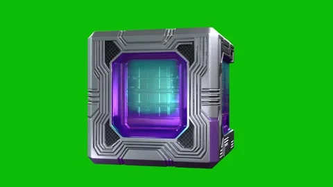 Futuristic 3D sci-fi quantum cube design 04, with metallic panels, embedded Stock Footage 325365702