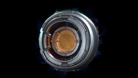 Futuristic 3D sci-fi quantum sphere design 02, with metallic panels, embedded Stock Footage 325365703