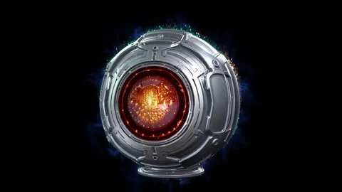 Futuristic 3D sci-fi quantum sphere design 03, with metallic panels, embedded Stock Footage 325365716