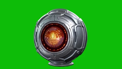 Futuristic 3D sci-fi quantum sphere design 03, with metallic panels, embedded Stock Footage 325411303