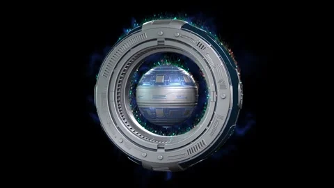 Futuristic 3D sci-fi quantum sphere design 01, with metallic panels, embedded Stock Footage 325411305