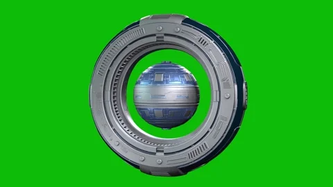 Futuristic 3D sci-fi quantum sphere design 01, with metallic panels, embedded Stock Footage 325479095