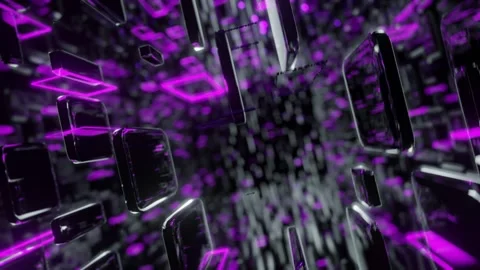 Futuristic 3D seamless loop  floating high-tech gadgets background Stock Footage 303099496