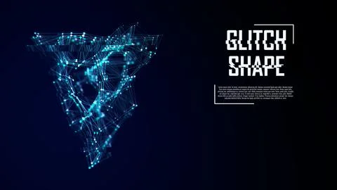 Futuristic 3d shape with glitch effect. Data transfer failure. Retro futuri.. イラスト素材