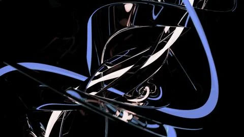 Futuristic 3d structure with rotating spiral on a black background. Design Illustrazione stock