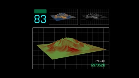 Futuristic 3D Terrain Height Map With Elevation Data Visualization Stock Footage 344960947