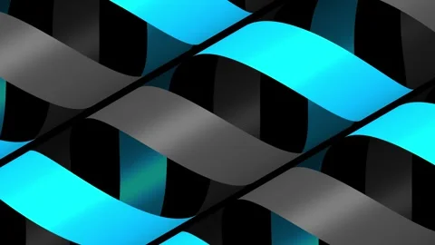 Futuristic 3D Wave Ribbons Abstract Geometric Loop Dynamic Flowing Motion Stock Footage 344110871