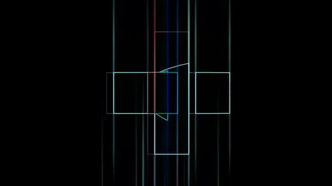 Futuristic 3D wireframe cube glowing in digital space. Abstract geometric Stock Illustration