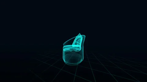 Futuristic 3D Wireframe Design of Modern Armchair on Black Background Stock Footage 344529830